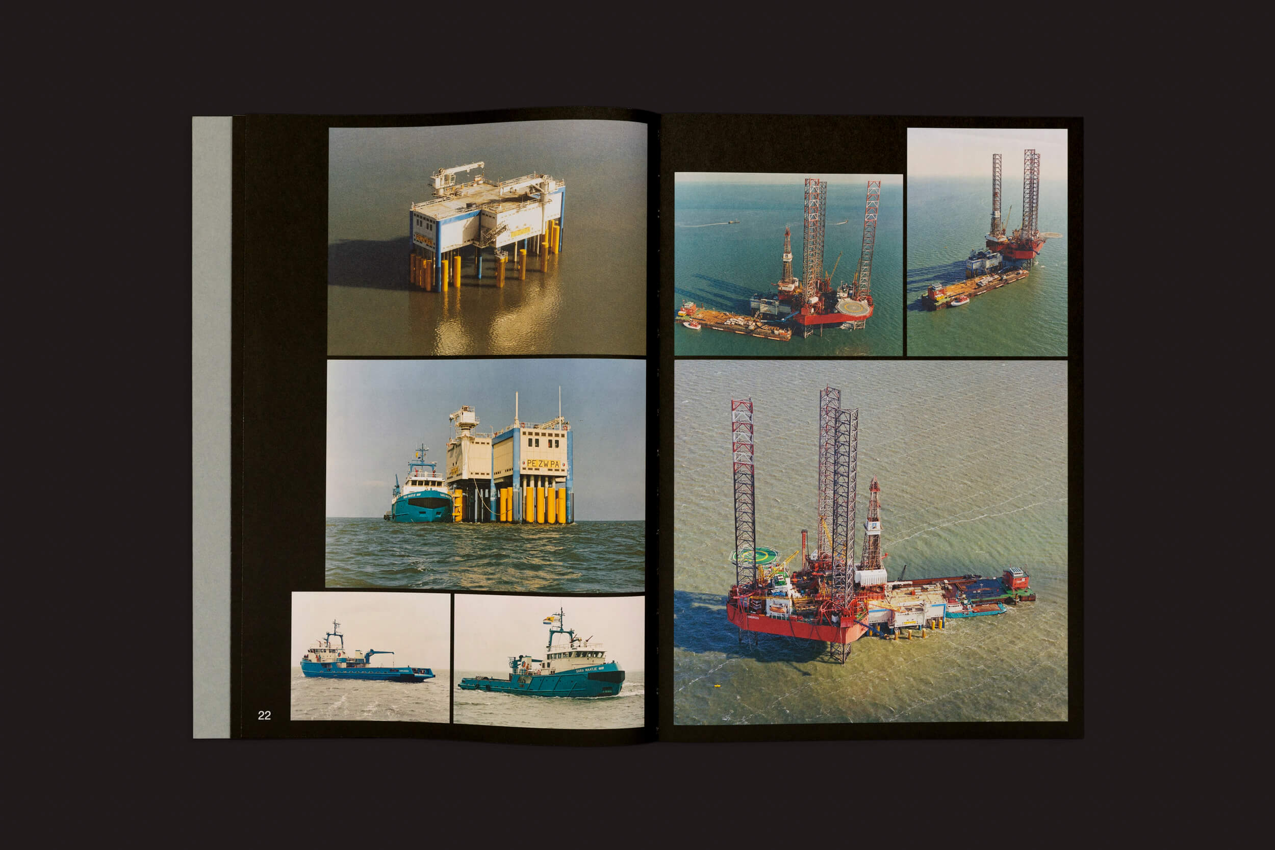 Abra Tanja Engelberts: Forgotten Seas da The Eriskay Connection para explorar fotos aéreas de tirar o fôlego de plataformas de petróleo offshore e navios de apoio. Apresentando plataformas altas e embarcações estrategicamente posicionadas, ele captura a essência marrom suave da indústria de petróleo e gás.