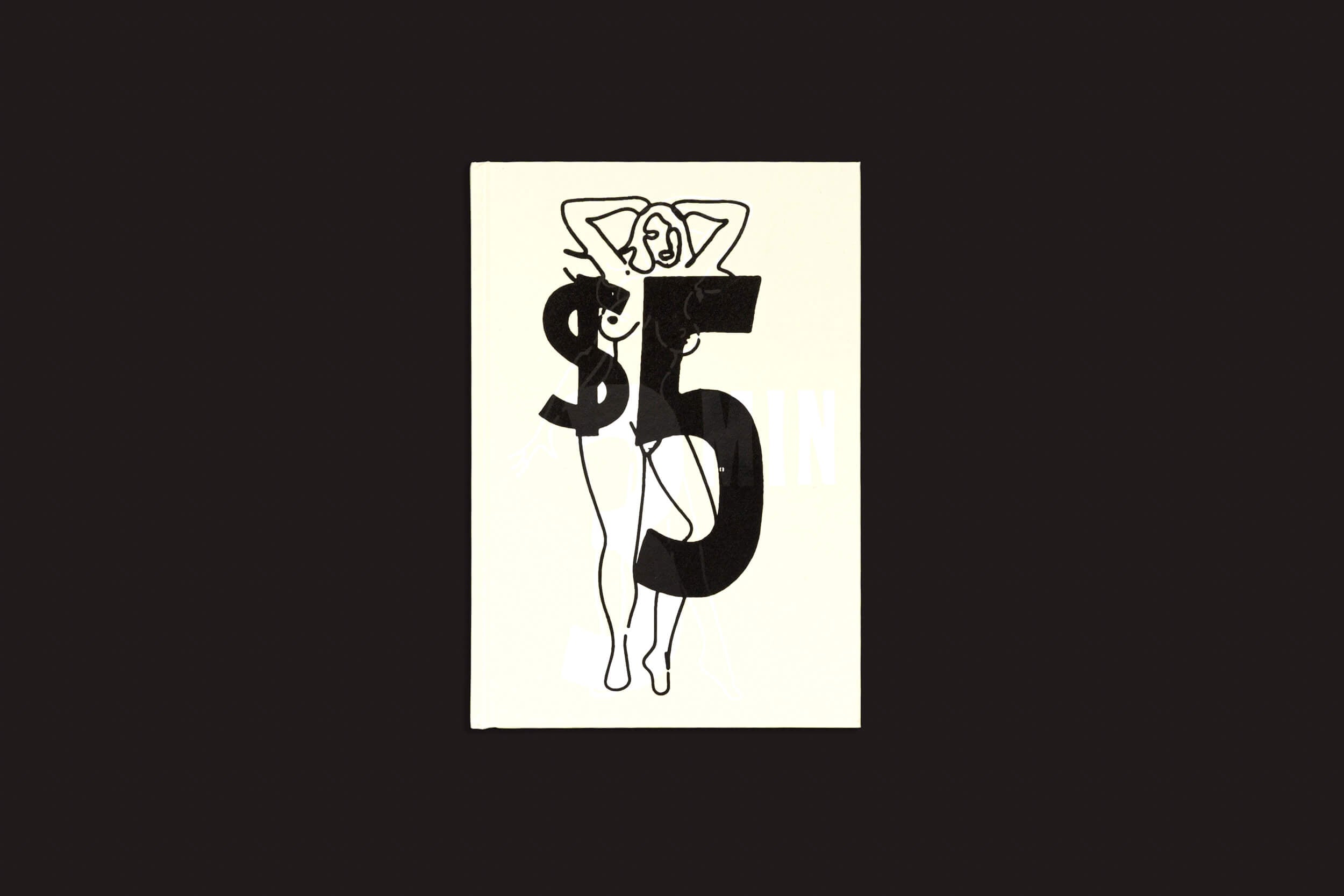 A capa de "Cammie Toloui: 5 Dollars For 3 Minutes", da Void, tem um desenho minimalista simbolizando a masculinidade, com as mãos de uma figura atrás da cabeça. Um grande texto preto com os dizeres "$5" sobrepõe a pessoa a um fundo preto liso.
