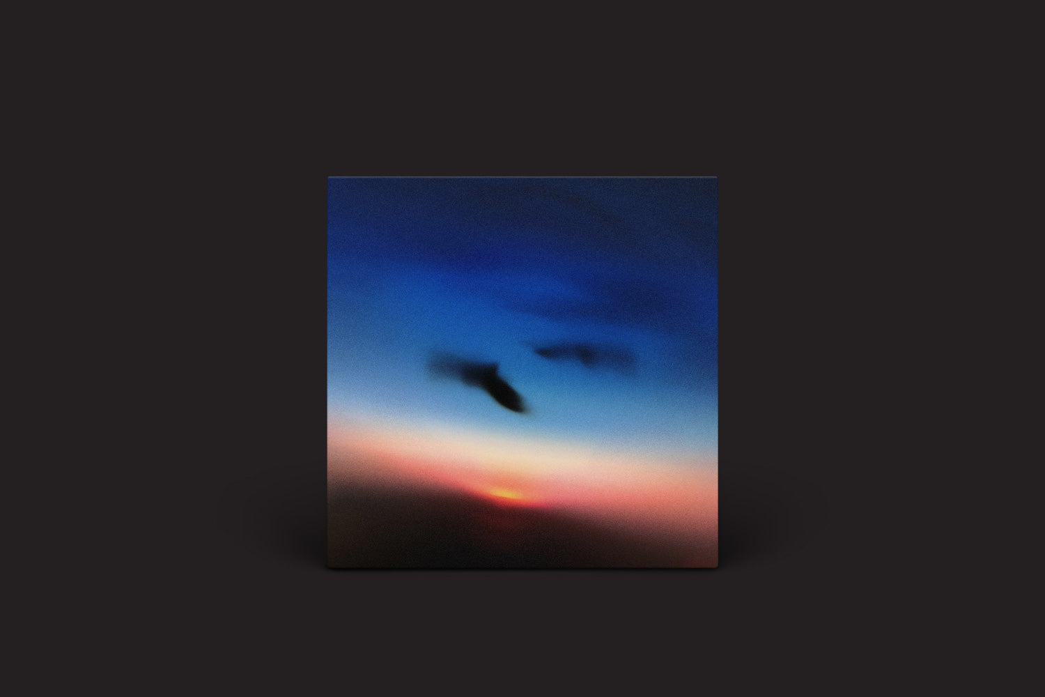 A imagem abstrata evoca a essência onírica de "Resavoir: s/t" da International Anthem Recording Company, com um gradiente azul e laranja borrado ecoando soul-jazz contemporâneo. Formas indistintas sugerem atenção plena por meio de seu mistério e movimento contra um fundo escuro.