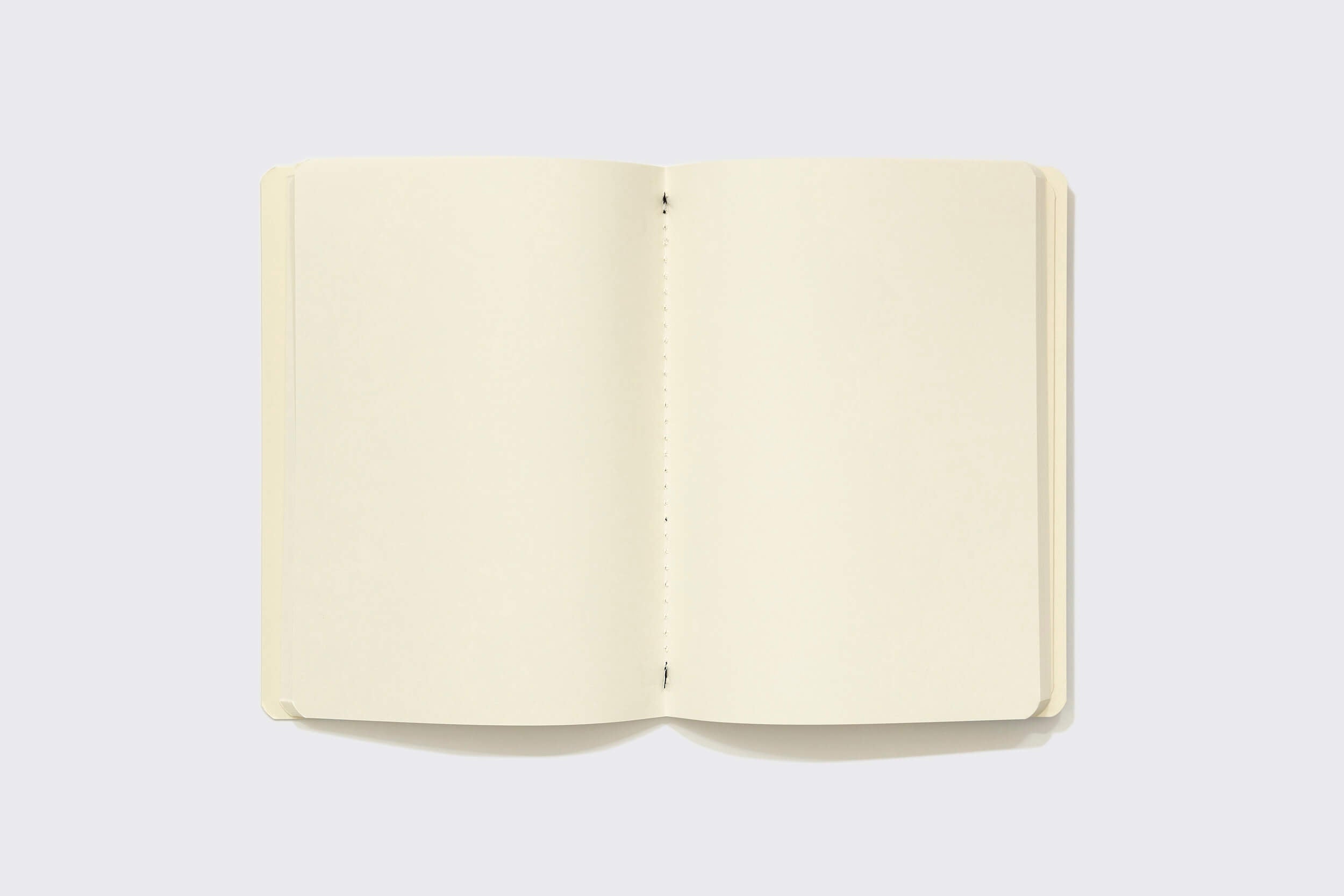 Um Schizzibooks Sketchbook XLarge: Piscine em branco aberto com páginas de marfim repousa sobre um fundo cinza. A elegante capa dura abre para uma propagação pronta para a criatividade, livre de escrita ou ilustrações.