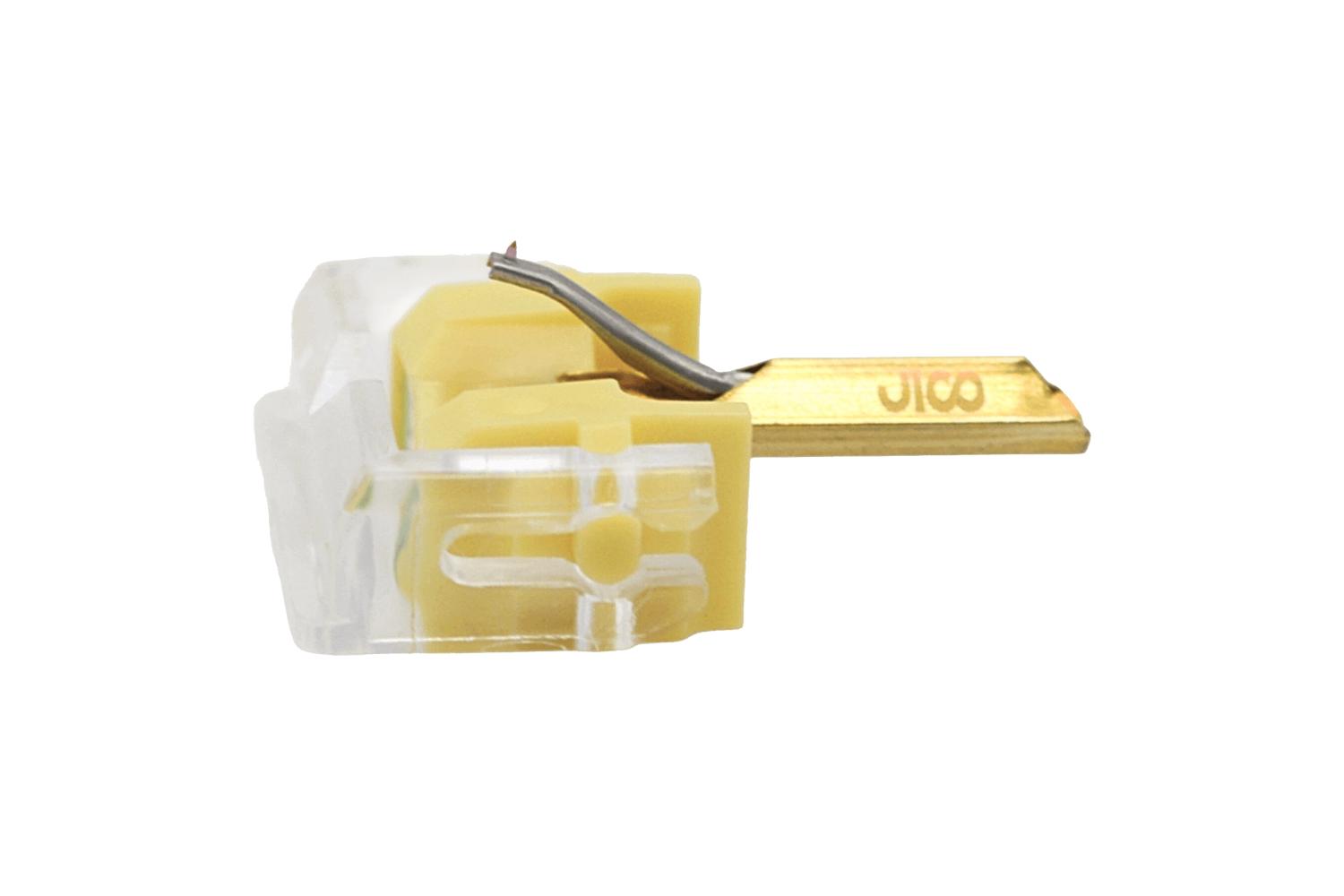 Um close-up do Jico SKRATCH 101 de duas peças, um kit de 2 agulhas ideal como agulha de reposição para DJs em busca de mixagens precisas.